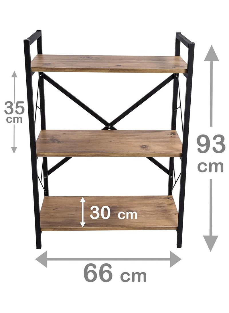 AGD Entrance Console Table, Coffee Corner Table, Side Table, Bookcase Consisting of 3 Wooden Shelves that Meets all your Needs - brown/black - Image 4