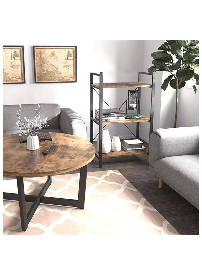 AGD Entrance Console Table, Coffee Corner Table, Side Table, Bookcase Consisting of 3 Wooden Shelves that Meets all your Needs - brown/black - Image 5