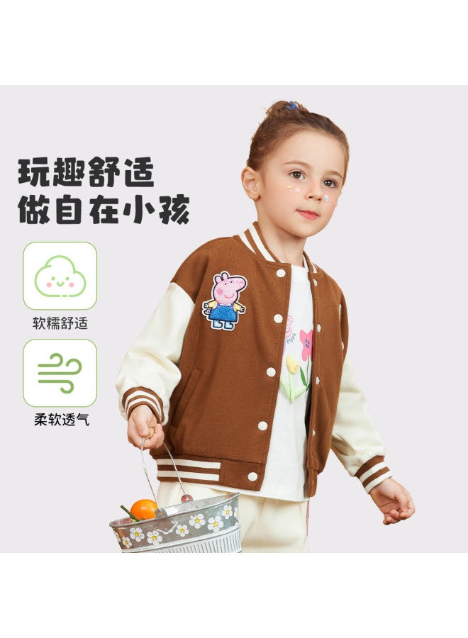 peppa Pig Spring Girls Baseball Jacket Casual Versatile Cardigan Baby Coat - Image 2