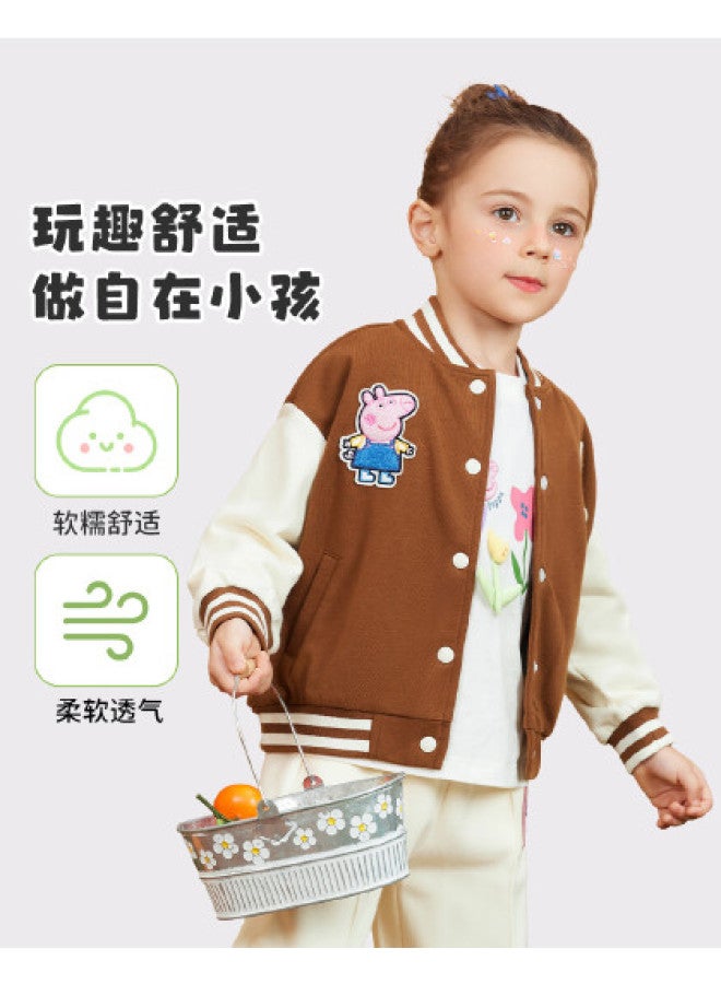peppa Pig Spring Girls Baseball Jacket Casual Versatile Cardigan Baby Coat - Image 1