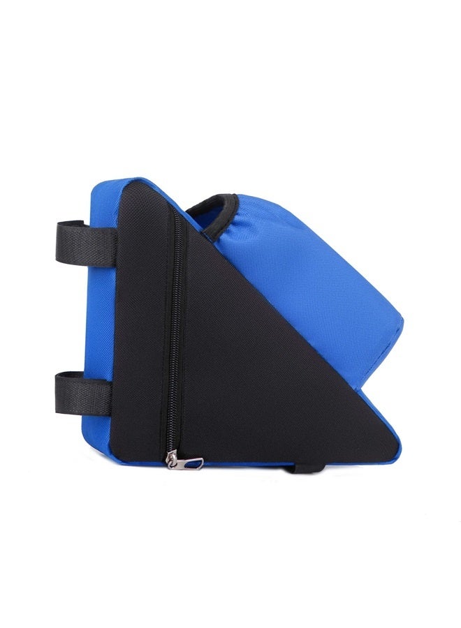Triangle Bag With Water Bottle Pocket Blue/Black，Bike Triangle Frame Bag with Bottle Holder Cycling Storage Bag for Road Mountain Bikes  - Image 1