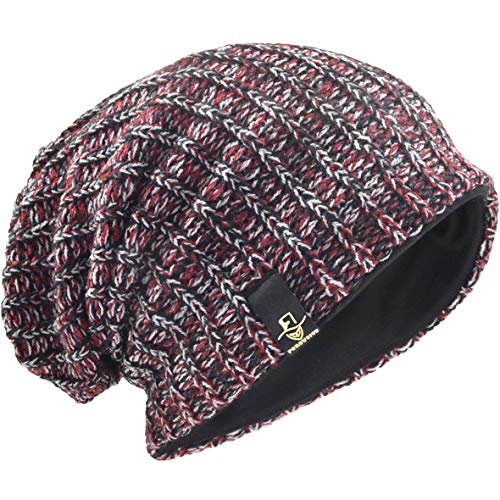 VECRY Men's Slouchy Beanie Knit Crochet Rasta Cap for Summer Winter (Mixtz-Claret) - Image 1