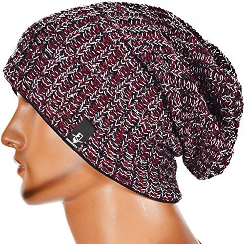 VECRY Men's Slouchy Beanie Knit Crochet Rasta Cap for Summer Winter (Mixtz-Claret) - Image 2