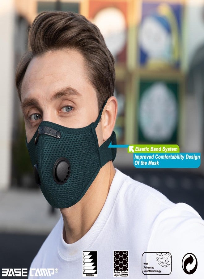 BASE CAMP Family Pack Dust Mask, Breathable Reusable Respirator Mask with 6 Activated Carbon Filters(Dark Tiber) - Image 2
