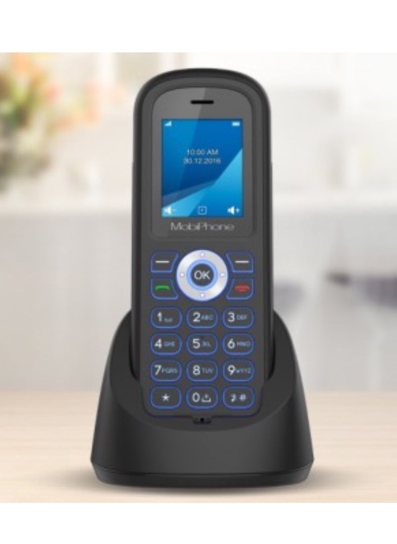 موبي وير - هاتف Mobiwear H30 بقاعدة شحن مكتبية شريحة SIM يدعم اللغه الانجليزيه فقط لون أسود - Image 1