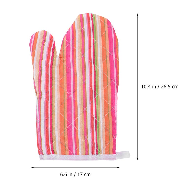 Heat Resistant Oven Mitt Glove 26cm Non Slip Colorful Stripe For Baking BBQ Cooking - Image 3