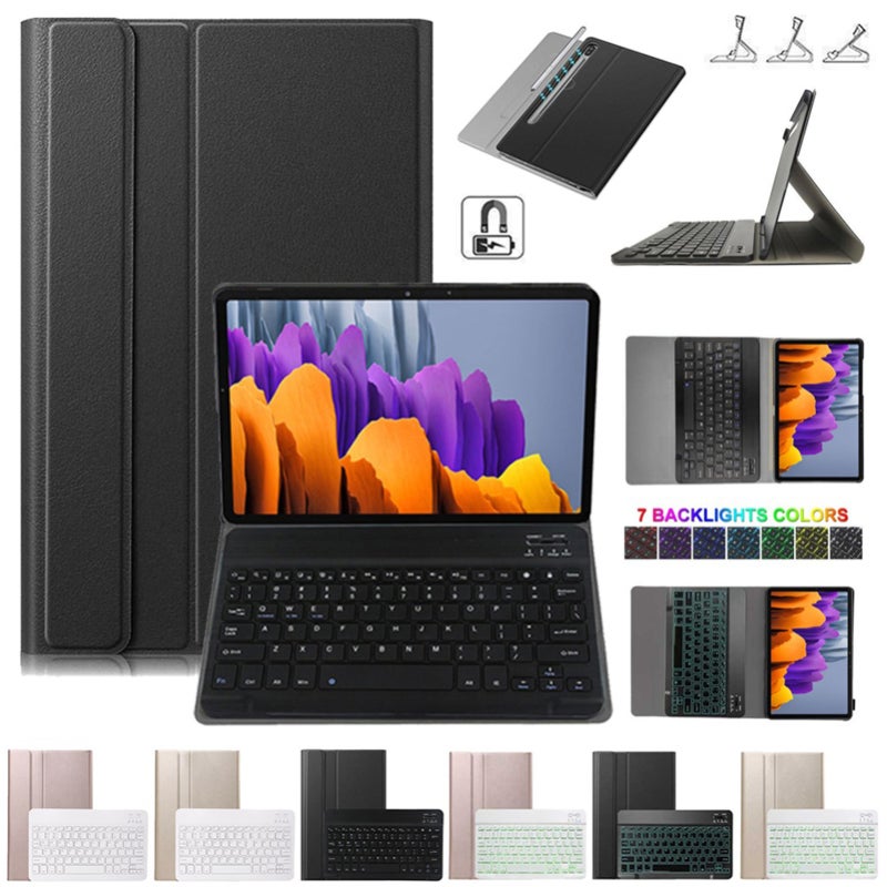 Tablets Protective Cover: 10M Range Magnetically Detachable Slim Wireless BT Keyboard - Fine Quality Gold PU Leather 2-in-1 Design for Samsung Galaxy Tab S7 11 (T870/T875) - Image 4