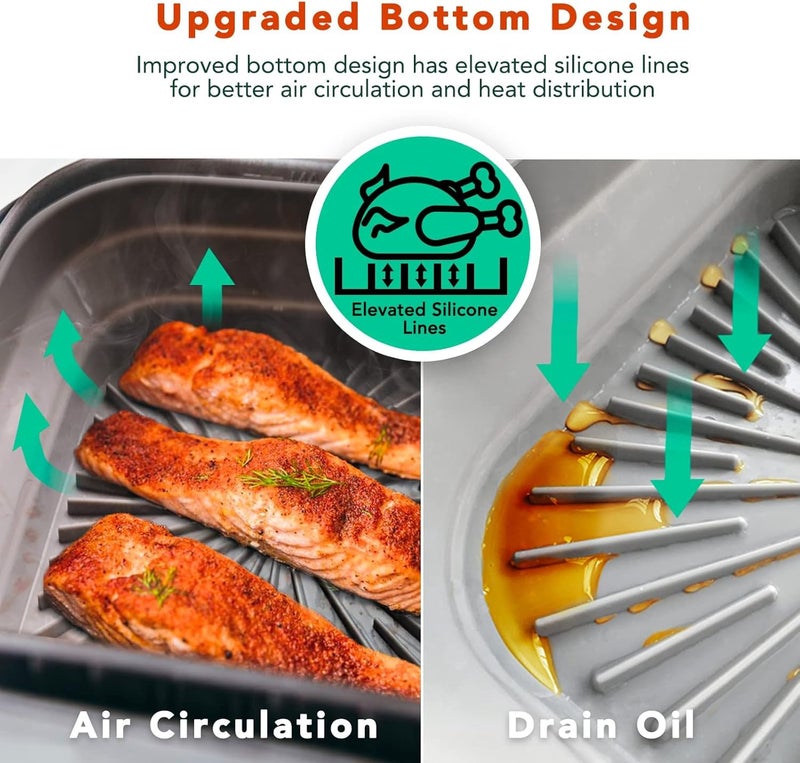 2-Pack Air Fryer Silicone Liners, 8 Inch Foldable and Reusable Air Fryer Silicone Backing Tray, Square Pot for 4-7 QT Air Fryer Accessories, Microwave & Oven & Dishwasher Safe - Image 4