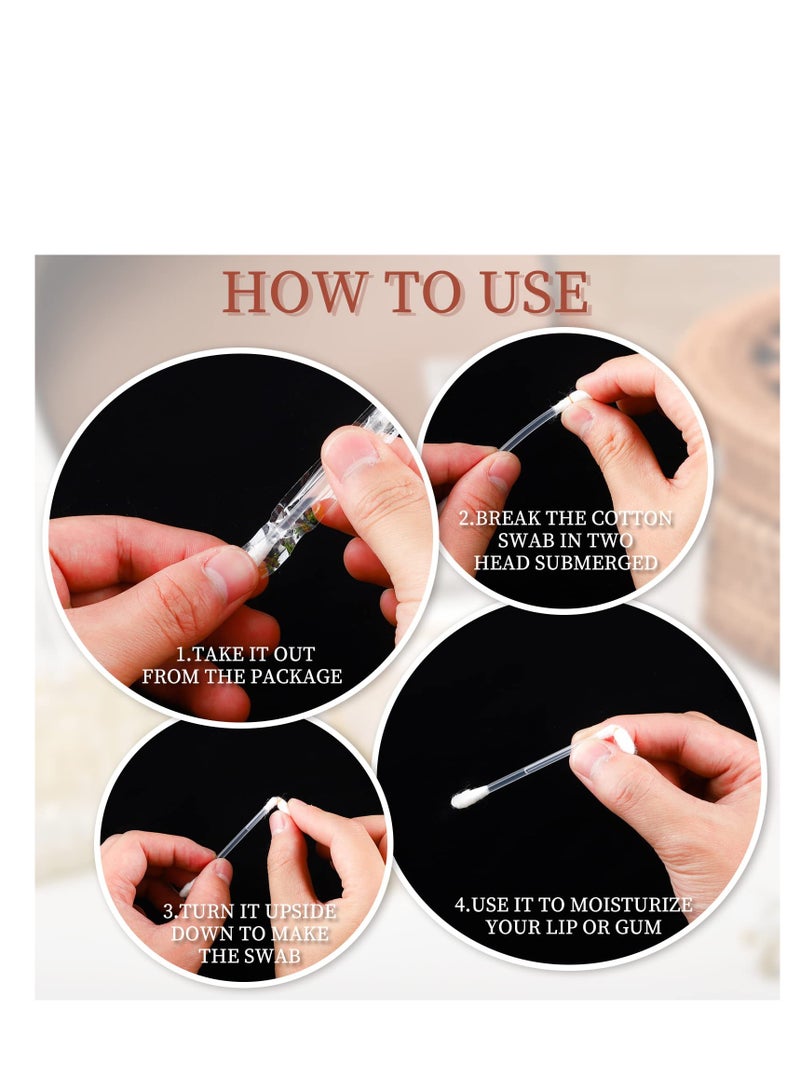 SYOSI Disposable Cotton Swabs, 200 Pcs Vitamin E Lip Oil, Vitamin E Stick Oil Applicators Anti Dry Moisture Cotton Swabs for Eyebrow, Eyelash Makeup Cleanser or Protect Lip Use Before Teeth Whitening  - Image 4