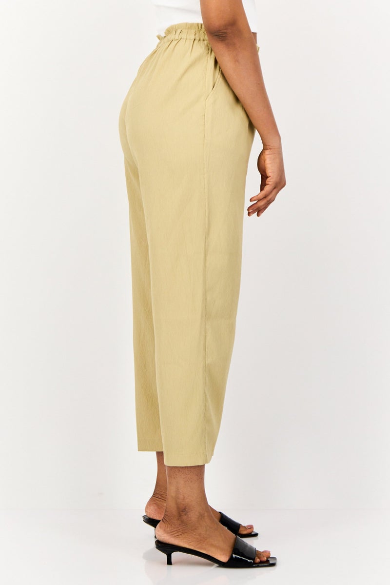 ONLY Women Regular Fit Textured Wide Leg Pants, Beige - Image 3