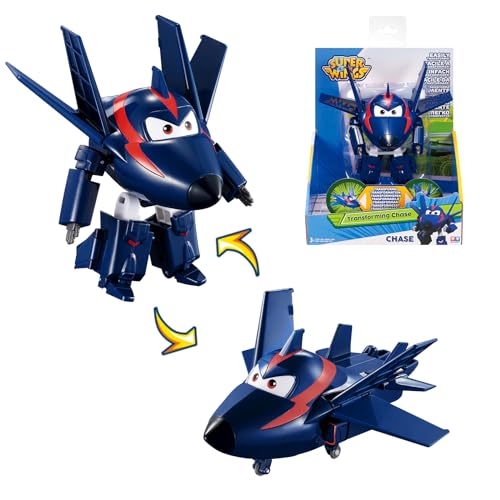 Super Wings Transformable Toys 5 in Agent Chase Airplane Transforming Figures Toys 2 in 1 Mode Rescue Bots Action Figure Toys for 35 Year Old Boys Girls Plane Toys for Toddlers Kids Age 3 4 5 6 7 - Image 1