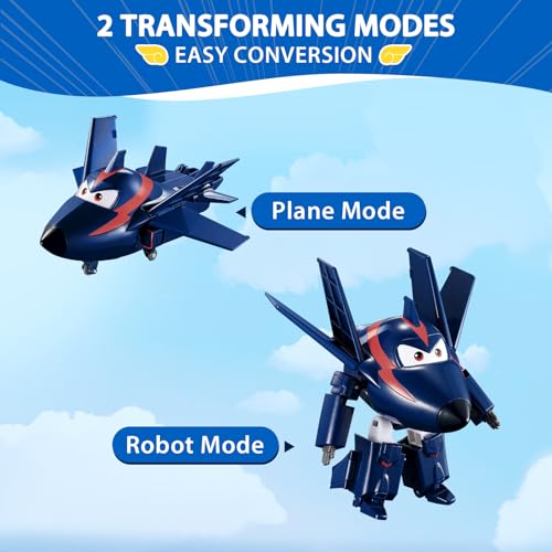 Super Wings Transformable Toys 5 in Agent Chase Airplane Transforming Figures Toys 2 in 1 Mode Rescue Bots Action Figure Toys for 35 Year Old Boys Girls Plane Toys for Toddlers Kids Age 3 4 5 6 7 - Image 5