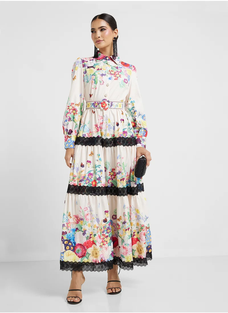 Khizana Floral Print Tiered Dress