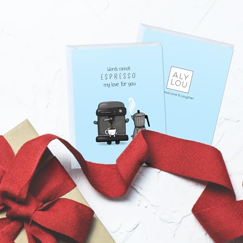 ALY LOU Funny Anniversary & Birthday Card – Punny Kawaii Greeting Card Blank Inside, Cute & Perfect for Couples, Him, Her, Husband, Wife, Girlfriend, Boyfriend (Espresso My Love) - Image 2