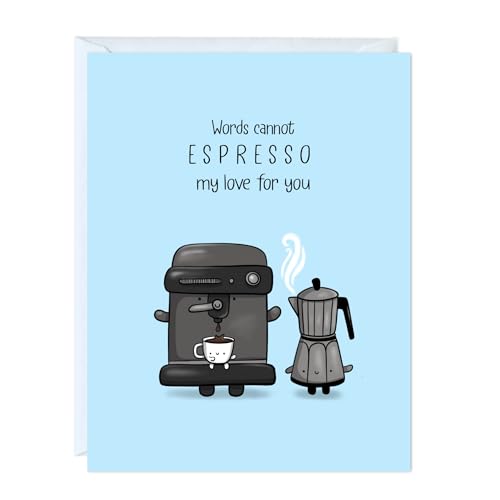 ALY LOU Funny Anniversary & Birthday Card – Punny Kawaii Greeting Card Blank Inside, Cute & Perfect for Couples, Him, Her, Husband, Wife, Girlfriend, Boyfriend (Espresso My Love) - Image 1