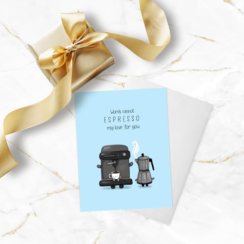 ALY LOU Funny Anniversary & Birthday Card – Punny Kawaii Greeting Card Blank Inside, Cute & Perfect for Couples, Him, Her, Husband, Wife, Girlfriend, Boyfriend (Espresso My Love) - Image 5
