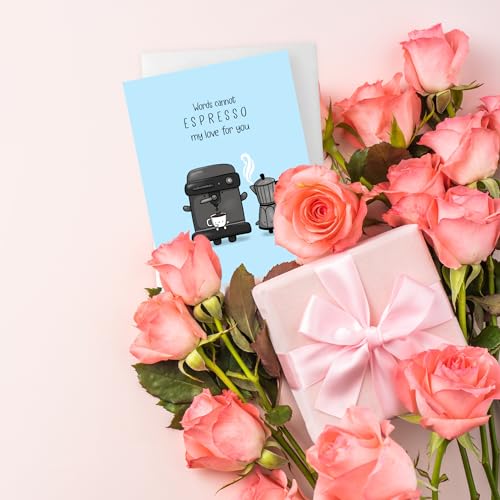 ALY LOU Funny Anniversary & Birthday Card – Punny Kawaii Greeting Card Blank Inside, Cute & Perfect for Couples, Him, Her, Husband, Wife, Girlfriend, Boyfriend (Espresso My Love) - Image 4