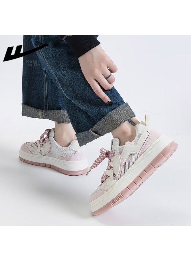 Pull Back Huili Women's Shoes, Summer Breathable Mesh Panel Shoes, Versatile Lightweight Casual Shoes, Beige/pink , Size 38 - Image 5