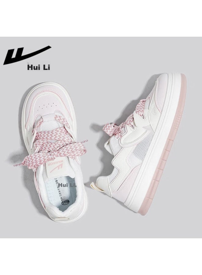 Pull Back Huili Women's Shoes, Summer Breathable Mesh Panel Shoes, Versatile Lightweight Casual Shoes, Beige/pink , Size 38 - Image 1