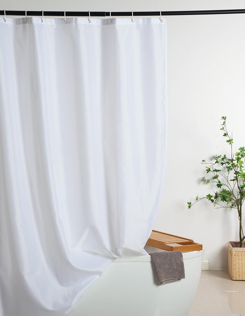 WellColor بطانة ستارة دش 72 × 78 بوصة، مجموعة ستارة دش قماشية طويلة ثقيلة مقاومة للماء للفنادق والمنتجعات الصحية، أبيض، قابلة للغسل في الغسالة - Image 1