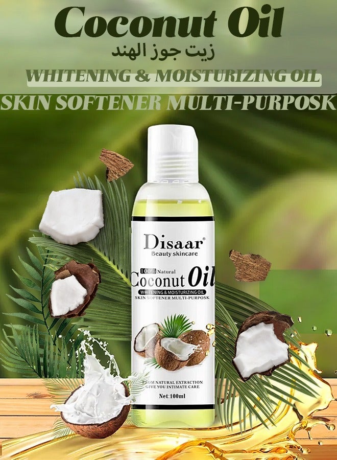 Disaar New Solutions 100% Pure&Natural Premium Grade Organic Fractionated Coconut Oil For Essential,Massage, Moisturizing Hair &Body-Beauty Natural Softening Multi-purpose Moisturizing Oil For All Ages - Image 1