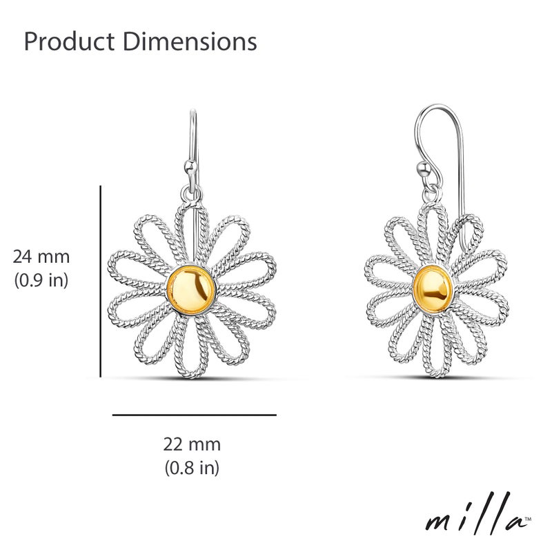 Milla Boho Earrings for Women Dangling | Flower Earrings | Heart Earrings | Tassel Earrings for Women | Dangle, French Wire Silver Earrings (Daisy Earrings) - Image 3