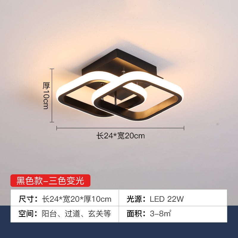 Modern LED Ceiling Light for Hallway Balcony Black Square 