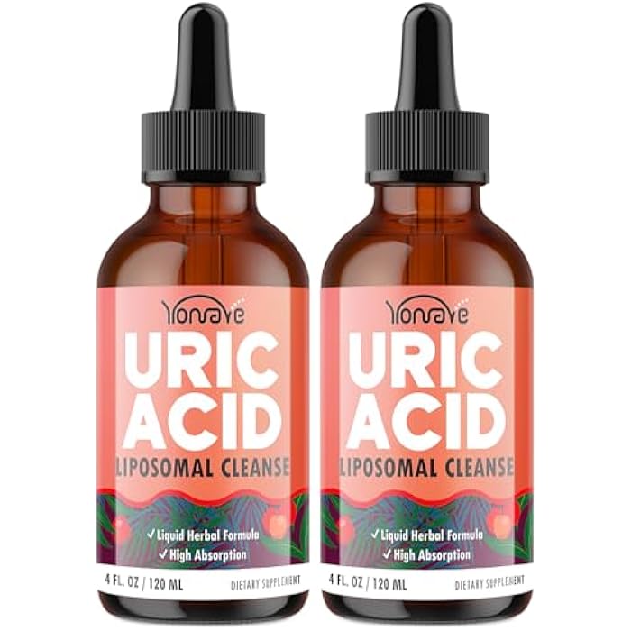 Yonrave Liposomal Uric Acid Drops, Tart Cherry Supplement with Celery Seed & Boswellia Extract – Muscle, Detox, Joint and Kidney, Uric Acid Cleanse Liquid Supplement– 4 FL OZ (2 Bottle) - Image 1