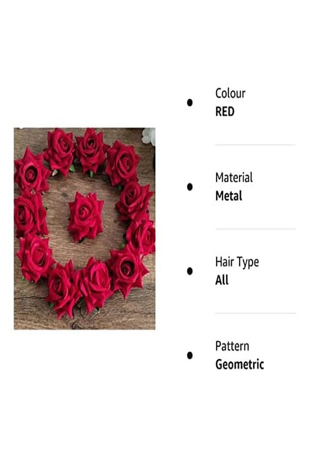 BRIKSHI Rose Flower Hair Clip For Hair Styling Hair Clips For Women Girls Elegant Clips Fashion Hair Accessories Hairpins PACK OF 12 - Image 5