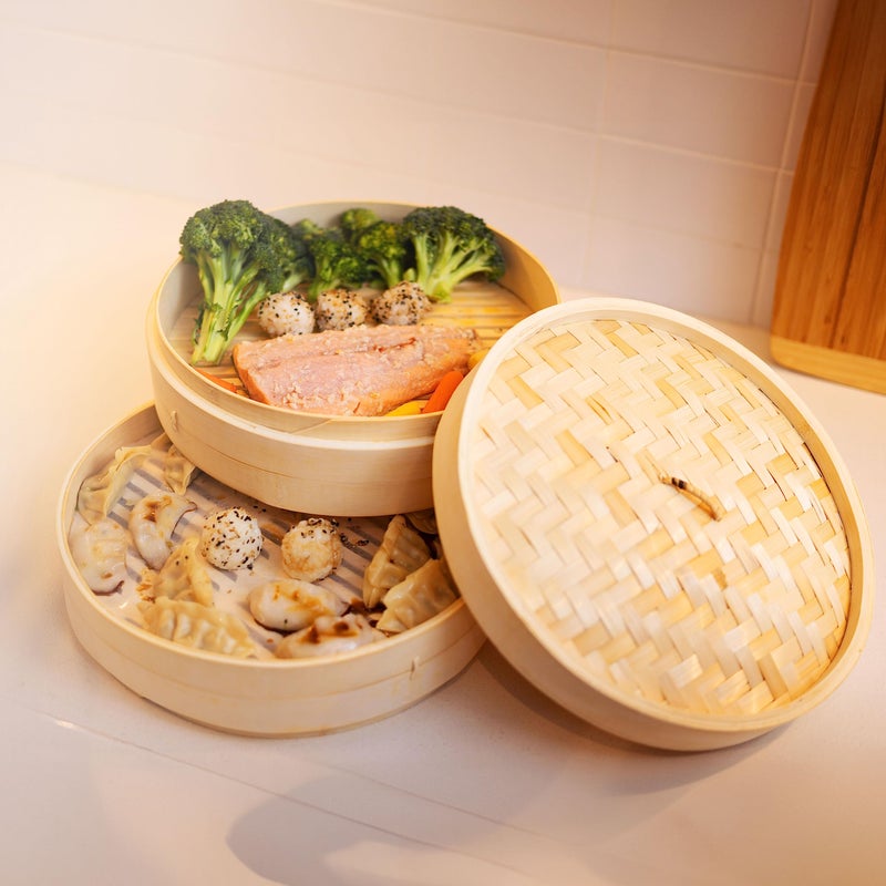 Joyce Chen 2-Tier Bamboo Steamer Baskets, 12-Inch - Image 2