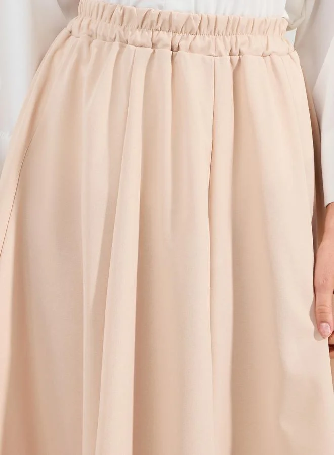 Take Two Solid Color A-Line Midi Skirt