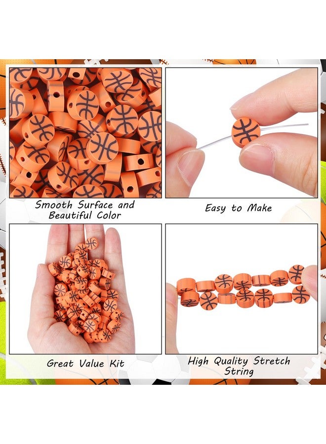 EVERMARKET 100pcs Basketball Beads Polymer Clay Bead,Basketball Beads Charms Ball Spacer Beads DIY Sports Beads for Necklace Bracelet Handmade Jewelry Making Accessories Supplies - Image 3