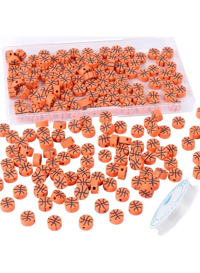 EVERMARKET 100pcs Basketball Beads Polymer Clay Bead,Basketball Beads Charms Ball Spacer Beads DIY Sports Beads for Necklace Bracelet Handmade Jewelry Making Accessories Supplies - Image 1
