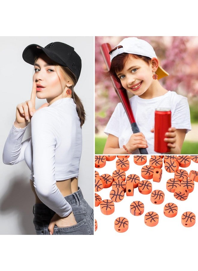 EVERMARKET 100pcs Basketball Beads Polymer Clay Bead,Basketball Beads Charms Ball Spacer Beads DIY Sports Beads for Necklace Bracelet Handmade Jewelry Making Accessories Supplies - Image 5