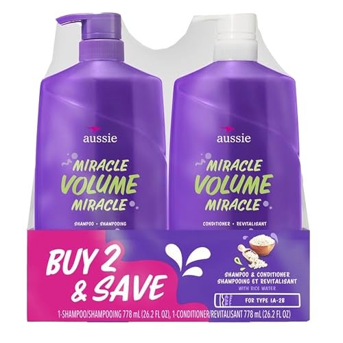 Aussie Miracle Volume With Bamboo & Kakadu Plum, Paraben Free Shampoo & Conditioner, 26.2 Fl Oz Dual Pack, 52.4 Fl Oz (Pack Of 2) - Image 1