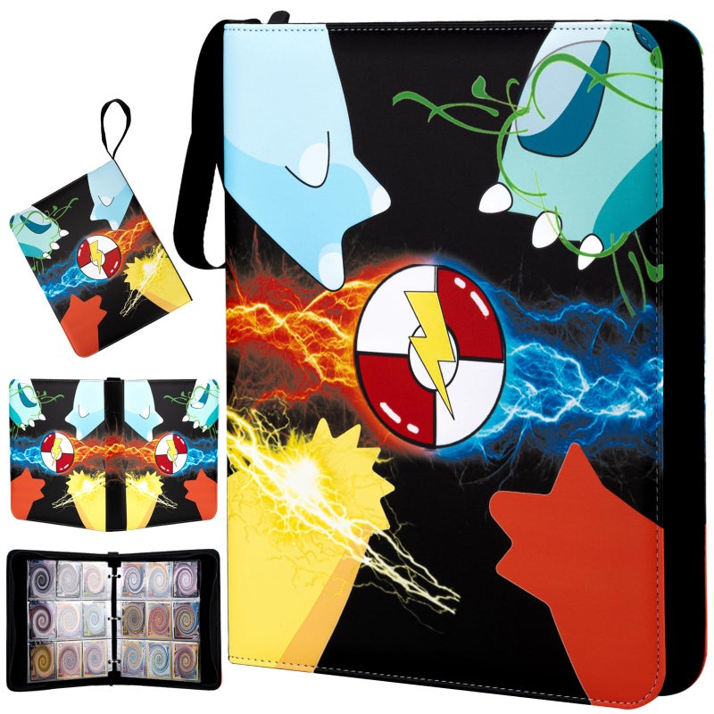 Jravkfi Card Binder 9 PocketPremium Trading Card Holder 900 Pockets 50Page DoubleSided Storage Collection Book 3ring Zipper Sports Book is A Toys Gift for Girls and BoysBlack