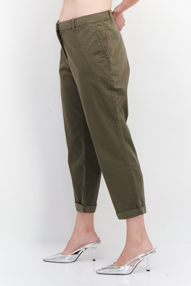 ESPRIT Women Regular Fit Solid Pants, Olive - Image 4