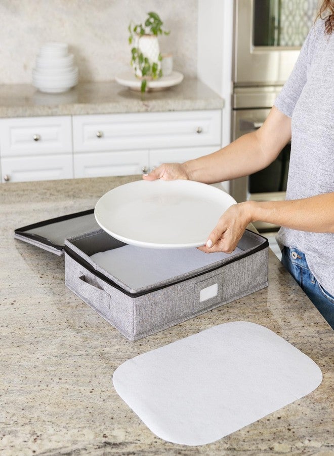 STOZU Platter Storage Case - Hard Shell and Stackable with Padded Interior - Fits 4 Serving Platters - 3 Large Felt Dividers Included - 17"W x 13"D x 4"H - China Storage Containers for Plates - Image 2