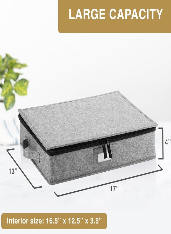 STOZU Platter Storage Case - Hard Shell and Stackable with Padded Interior - Fits 4 Serving Platters - 3 Large Felt Dividers Included - 17"W x 13"D x 4"H - China Storage Containers for Plates - Image 3