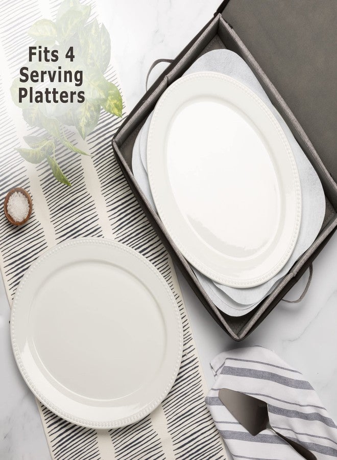 STOZU Platter Storage Case - Hard Shell and Stackable with Padded Interior - Fits 4 Serving Platters - 3 Large Felt Dividers Included - 17"W x 13"D x 4"H - China Storage Containers for Plates - Image 5
