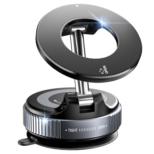 CloudValley Magnetic Car Phone Mount, [Compatible with MagSafe] 360° Adjustable Foldable Holder for Dashboard, 80LBS Suction & 2800gf Magnet, Car Accessories for iPhone 17/16 Pro Max 15 14, Black - Image 1