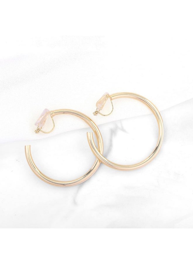 4.0Cm(1.57In) Gold Round Clip On Hoop Earrings Non Pierced Ears Hoops For Women - pzsku/Z5AEBD8931CB30BA01C9BZ/45/_/1735214793/bb1110b2-50be-42af-b5a9-8a1e15a99c7e