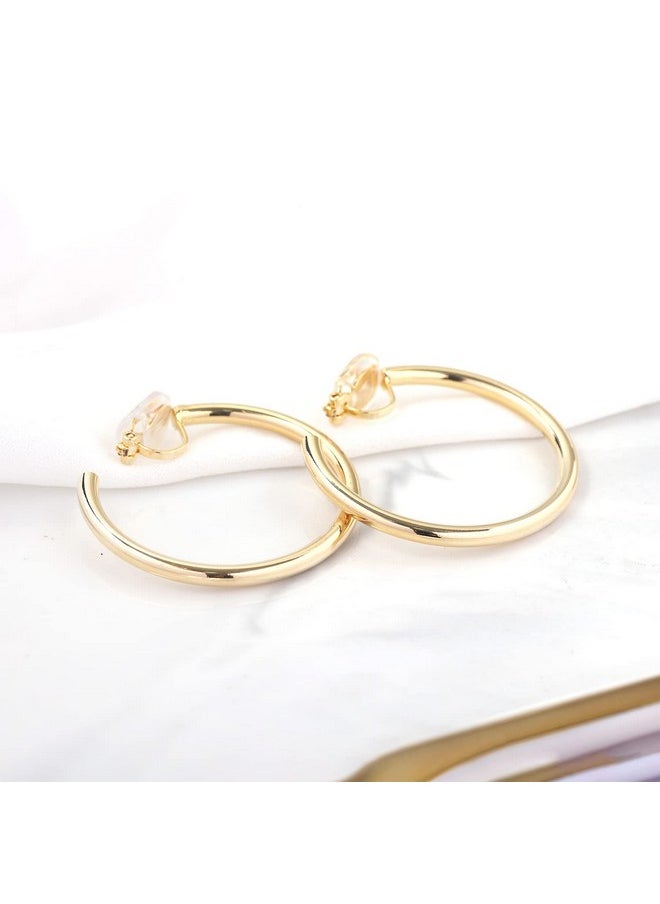 4.0Cm(1.57In) Gold Round Clip On Hoop Earrings Non Pierced Ears Hoops For Women - pzsku/Z5AEBD8931CB30BA01C9BZ/45/_/1735214807/3db1f0ed-a7a0-4d79-b186-8ce5260bfe60