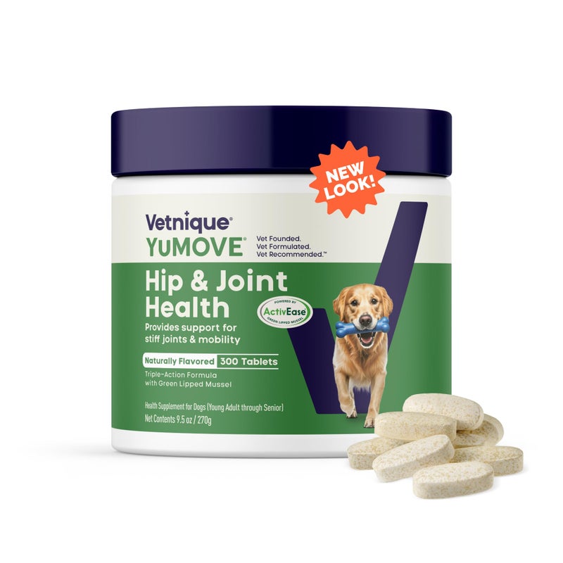 YuMOVE Hip & Joint Supplement for Dogs with Glucosamine, Hyaluronic Acid, Green Lipped Mussel & Omega 3 Joint Supplement - Regular or Advanced Strength (300ct, Chewable Tablets) - Image 1
