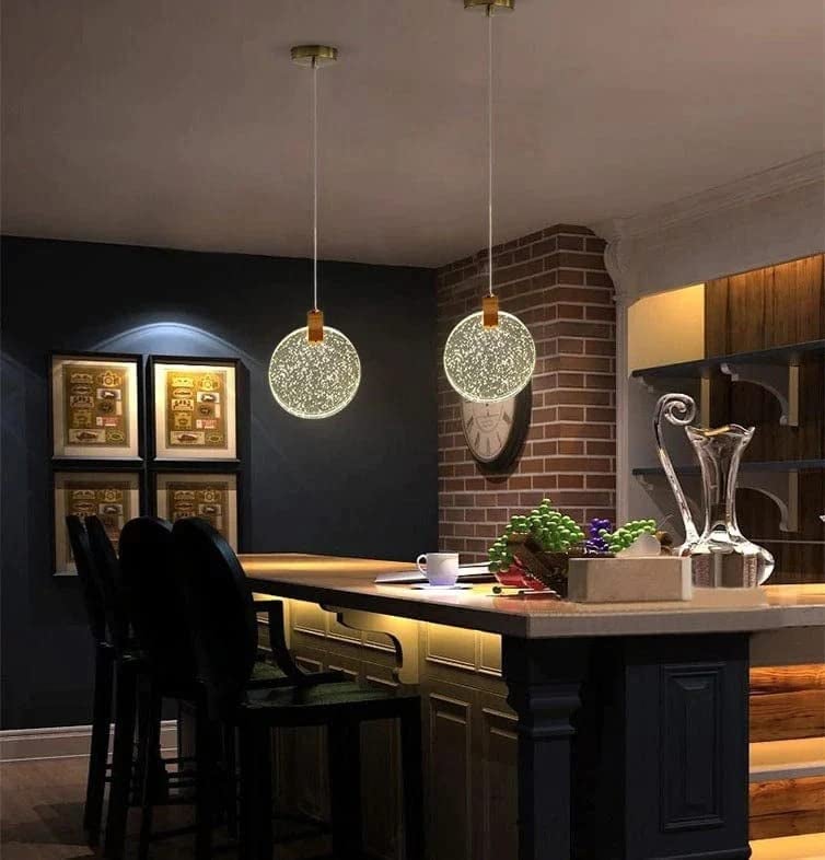 Harold Electricals Home Decorative Transparent Crystal Led Golden Hanging Pendant Light For Bedroom, Living Room, Café, Kitchen Island, Balcony With Inbuilt Led Chip -(Pack Of 1) - Image 3