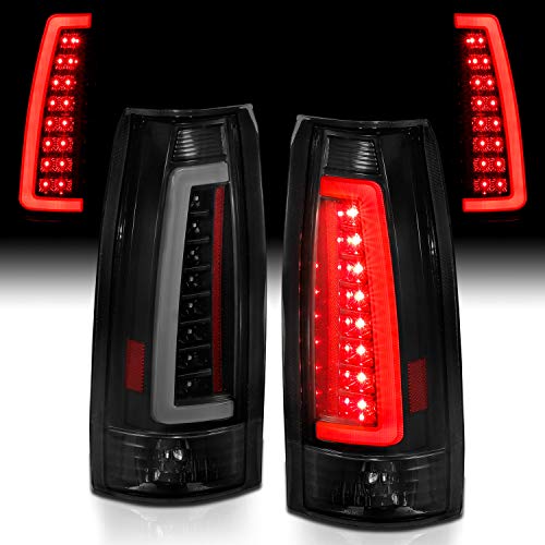 AmeriLite for 1988-1999 Chevy GMC C/K Truck Blazer Fullsize Tahoe Suburban Yukon Escalade C-Type LED Tube Dark Black Tail Lights Set - Passenger and Driver Side - Image 2
