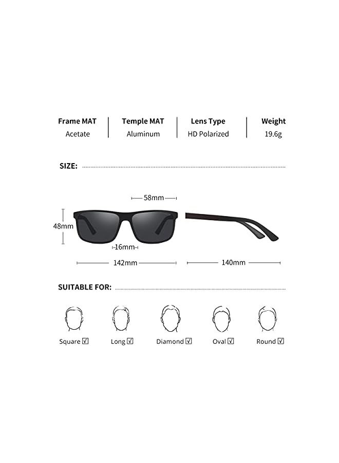 بروماس نظارات شمسية مستقطبة للرجال والنساء - مستطيلة للمشي لمسافات طويلة ومواد خفيفة الوزن TR90 إطار UV400 رياضية في الهواء الطلق والجولف وركوب الدراجات وصيد الأسماك نظارات شمسية - Image 2