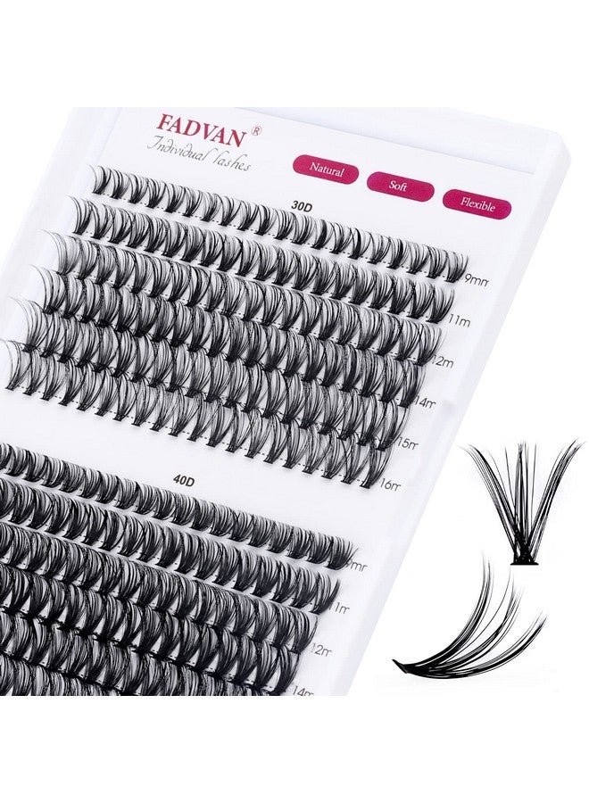 FADVAN Individual Lashes 240Pcs Diy Eyelash Extension 30D+40D C Curl Mixed 916Mm Cluster Lashes Natural Wispy Reusable Mink Lash Cluster At Home By Fadvan (30D+40D0.07C 916Mm) - Image 1