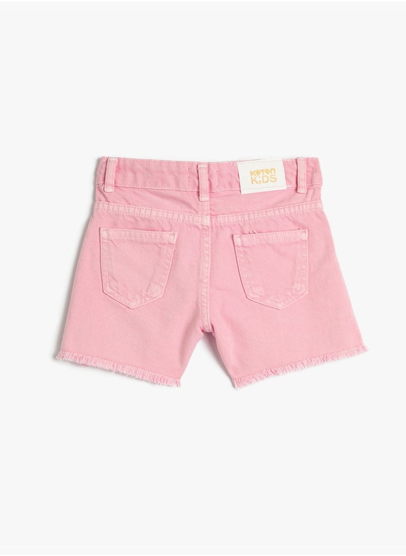 KOTON - Jean Shorts Slit Detail Pockets Cotton - Image 1