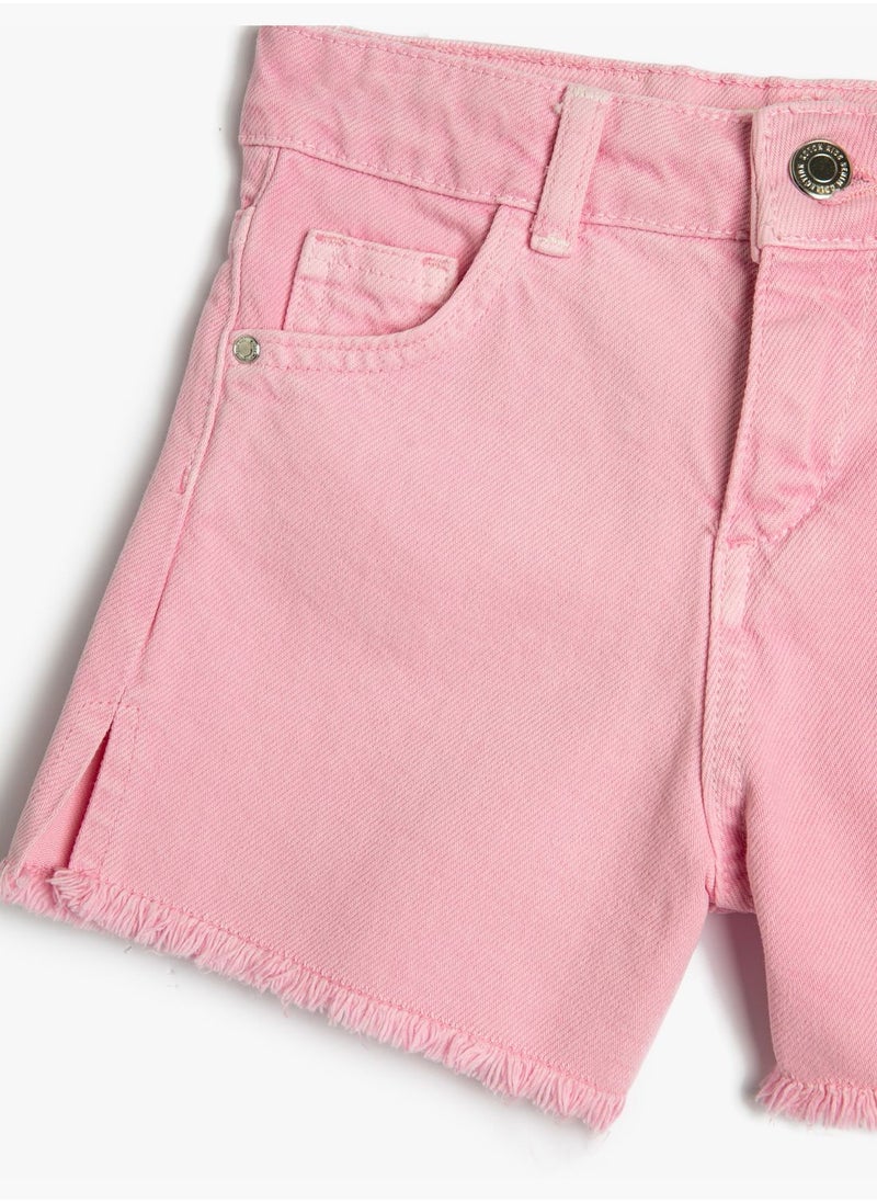 KOTON - Jean Shorts Slit Detail Pockets Cotton - Image 1